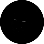Der Doppelstern Mizar/Alkor im Sternbild Großer Wagen ist schon mit dem bloßem Auge zu sehen. Mizar zeigt im Teleskop noch einen Begleiter.